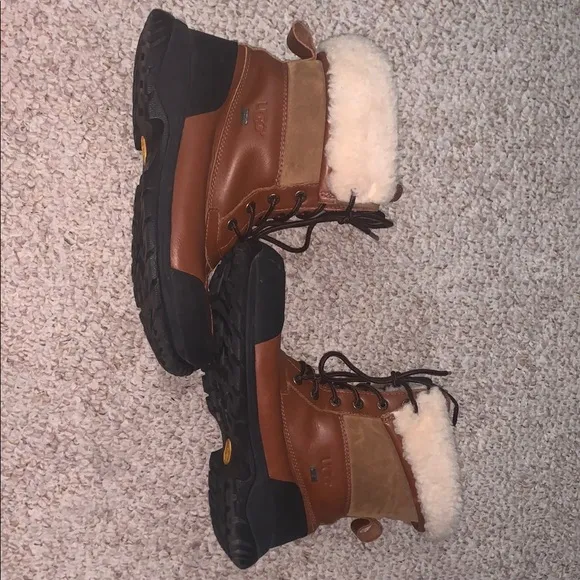 UGG Butte Brown and Black Winter Boots with Sherpa Lining