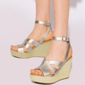 UGG Careena Leather Wedge Sandals