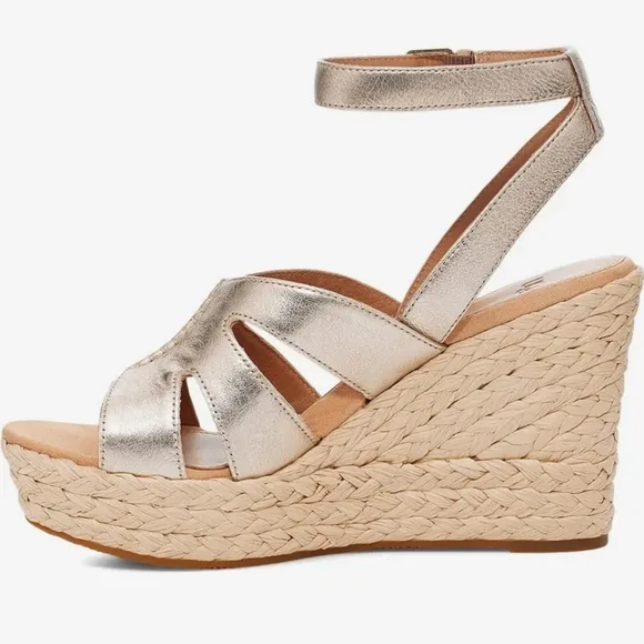 UGG Careena Leather Wedge Sandals