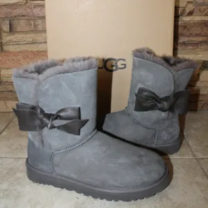UGG DAELYN SUEDE LEATHER BOW BOOTS NEW! GRAY‎
