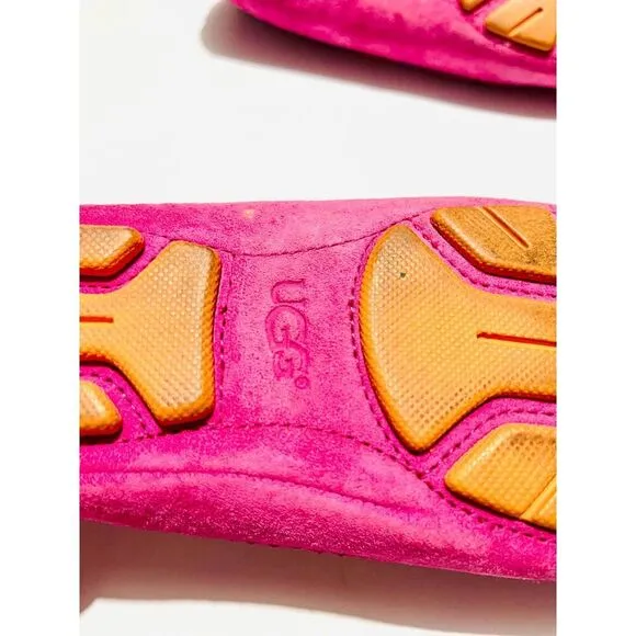 UGG flat leather loafers removable insulated Sheepskin Pink moccasins womens 7.5