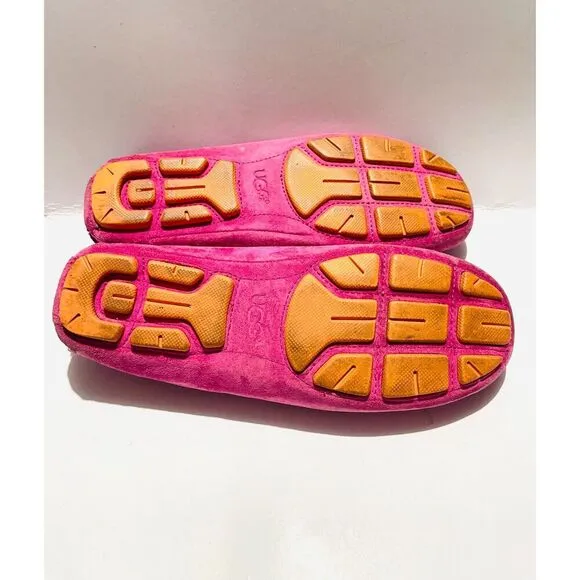UGG flat leather loafers removable insulated Sheepskin Pink moccasins womens 7.5