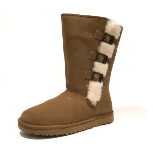 UGG KLEA BUCKLE BOOTS -CHESTNUT SUEDE / SHEEPSKIN TRIM -US 11 -NEW