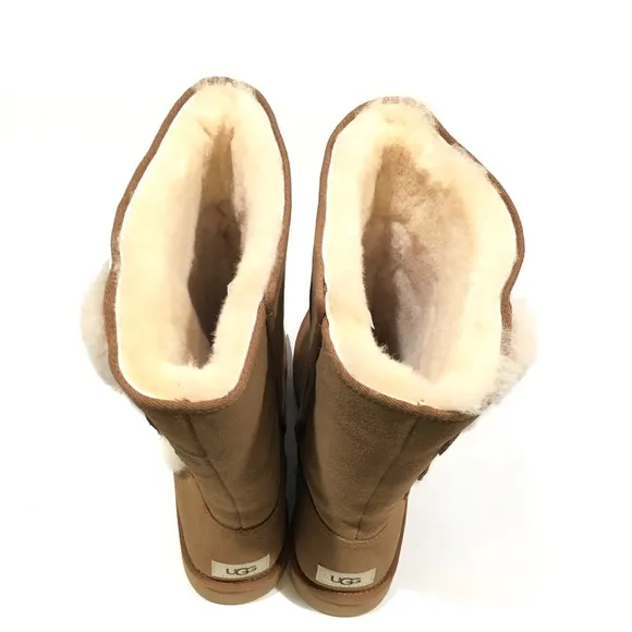UGG KLEA BUCKLE BOOTS -CHESTNUT SUEDE / SHEEPSKIN TRIM -US 11 -NEW