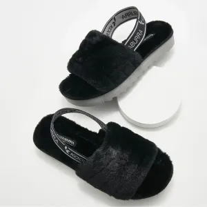 UGG Koolaburra Fuzz’n II Slip-On Slippers Faux Fur in Black Size 5