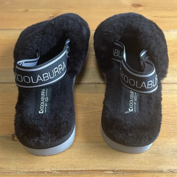 UGG Koolaburra Fuzz’n II Slip-On Slippers Faux Fur in Black Size 5
