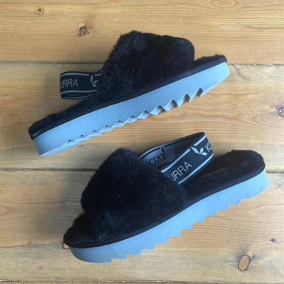 UGG Koolaburra Fuzz’n II Slip-On Slippers Faux Fur in Black Size 5