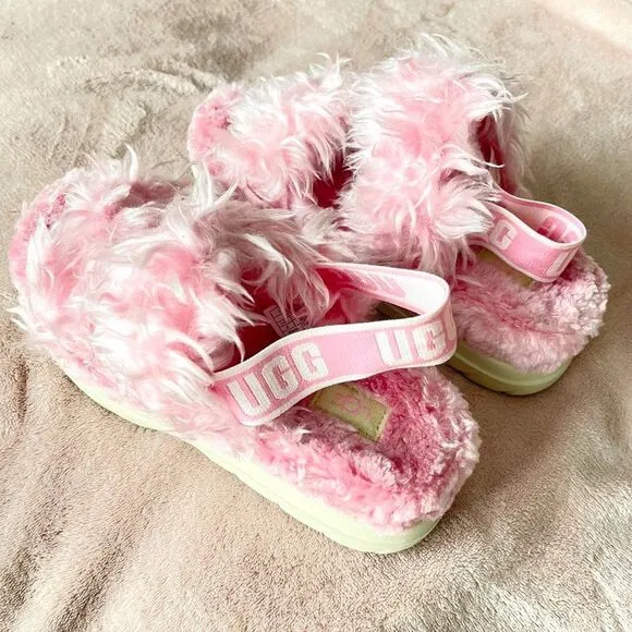 UGG Light Baby Pink Furry Women's Fluff Sugar Platform KAwaii Sandals US6
