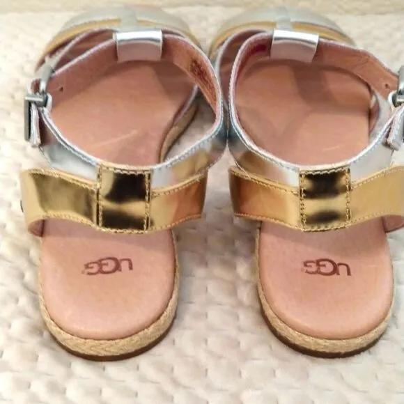 UGG Metallic Leather Gladiator Sandals Sz 9.5 NWOT