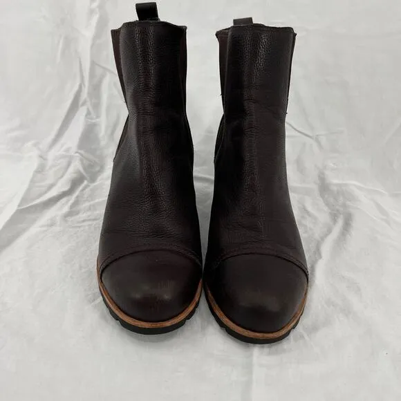 UGG Pax Wedge Ankle Boots 9.5 Brown Leather Waterproof Anti-Slip Chelsea Booties