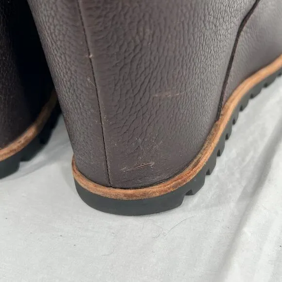 UGG Pax Wedge Ankle Boots 9.5 Brown Leather Waterproof Anti-Slip Chelsea Booties