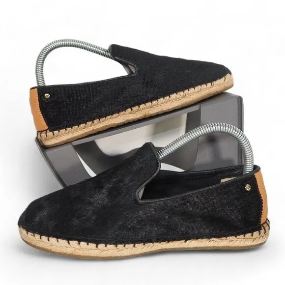 UGG Sandrinne Calf Hair Slip-on Scales Espadrille Black 1007150 Women's 7