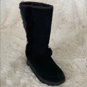 Ugg Sundance Black Suede Leather Shearling Boots