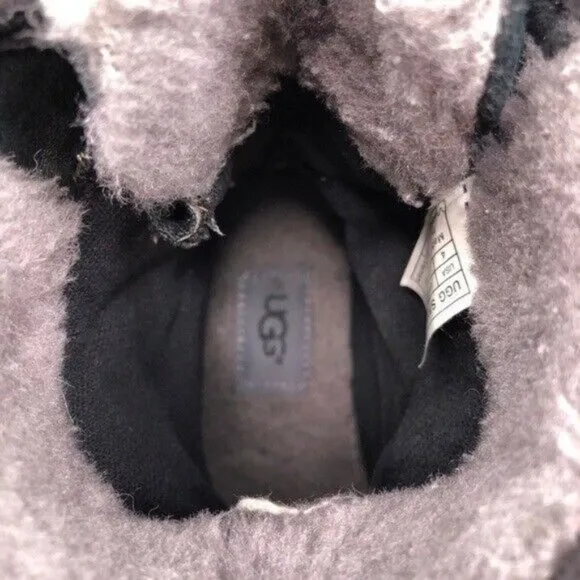 UGG Tamarind Waterproof Black Leather Winter Boots Kids 4
