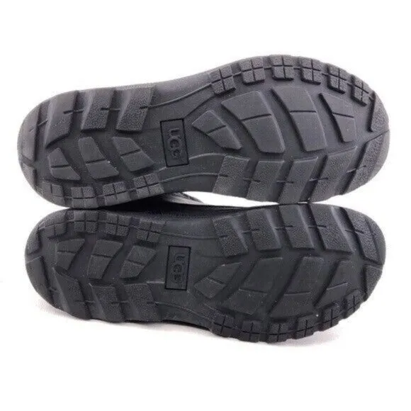 UGG Tamarind Waterproof Black Leather Winter Boots Kids 4