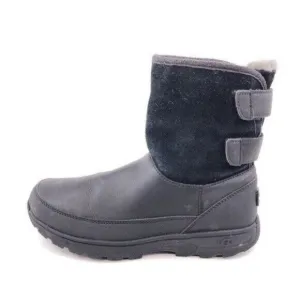 UGG Tamarind Waterproof Black Leather Winter Boots Kids 4