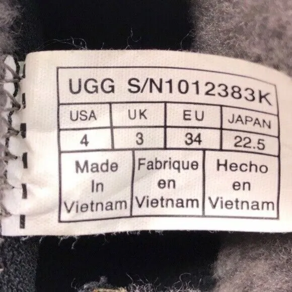 UGG Tamarind Waterproof Black Leather Winter Boots Kids 4