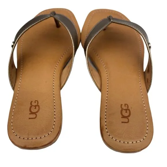 UGG Toulumne  Metallic Gold Women's Leather Flip Flop Sandals 1109656