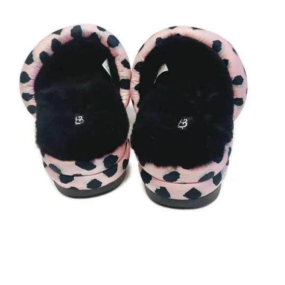 UGG Womens 8 Maxi Slide Cheetah Print Sheepskin Platform Slippers Pink Scallop