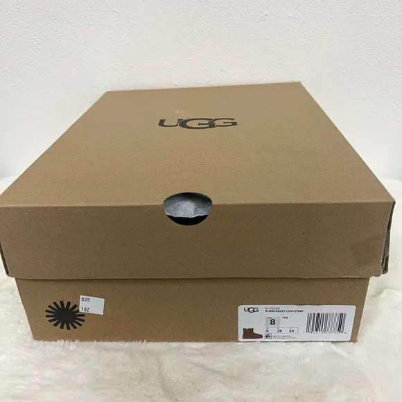 UGG Women's Mini Bailey Logo Strap Suede Boots - Chestnut Size 7 or 8