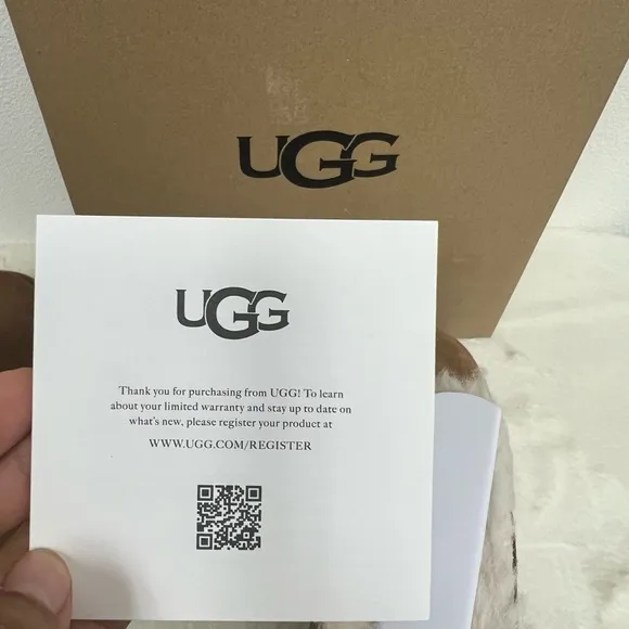 UGG Women's Mini Bailey Logo Strap Suede Boots - Chestnut Size 7 or 8