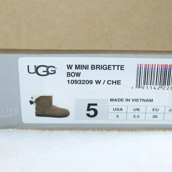 UGG CHESTNUT MINI BRIGETTE BAILEY BOW SUEDE BOOTS