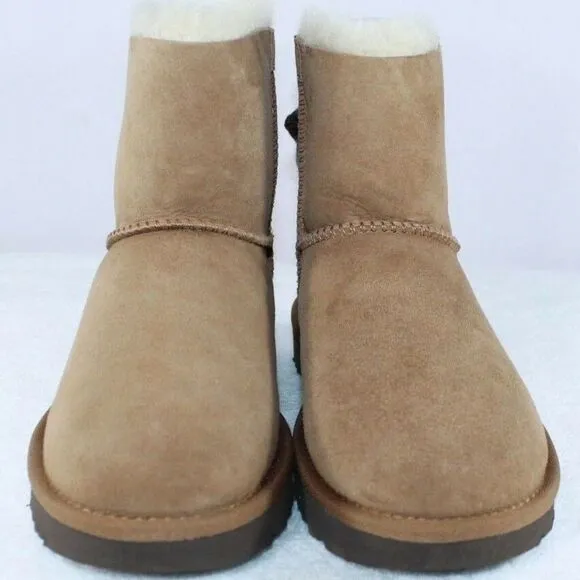 UGG CHESTNUT MINI BRIGETTE BAILEY BOW SUEDE BOOTS