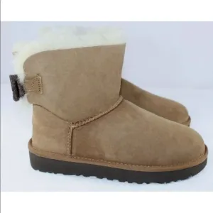 UGG CHESTNUT MINI BRIGETTE BAILEY BOW SUEDE BOOTS