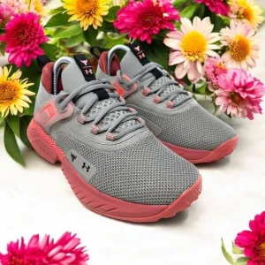 Under Armour Womens Size 7.5 Project Rock 5 Athletic  Gray Pink Gym Sneakers Jog