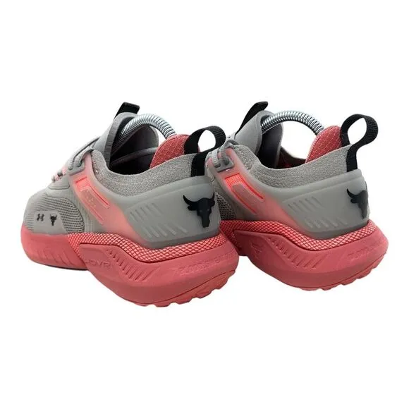 Under Armour Womens Size 7.5 Project Rock 5 Athletic  Gray Pink Gym Sneakers Jog