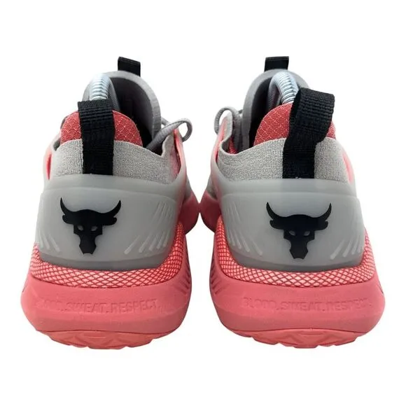Under Armour Womens Size 7.5 Project Rock 5 Athletic  Gray Pink Gym Sneakers Jog