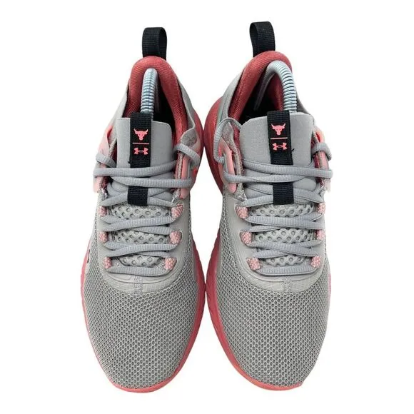 Under Armour Womens Size 7.5 Project Rock 5 Athletic  Gray Pink Gym Sneakers Jog