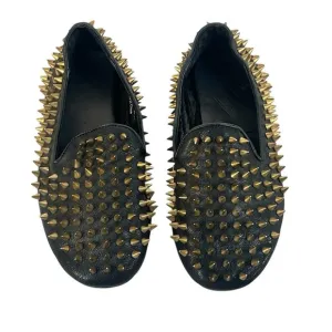 Unif Hellraisers women's brass spiked fine leather loafers size 6 black