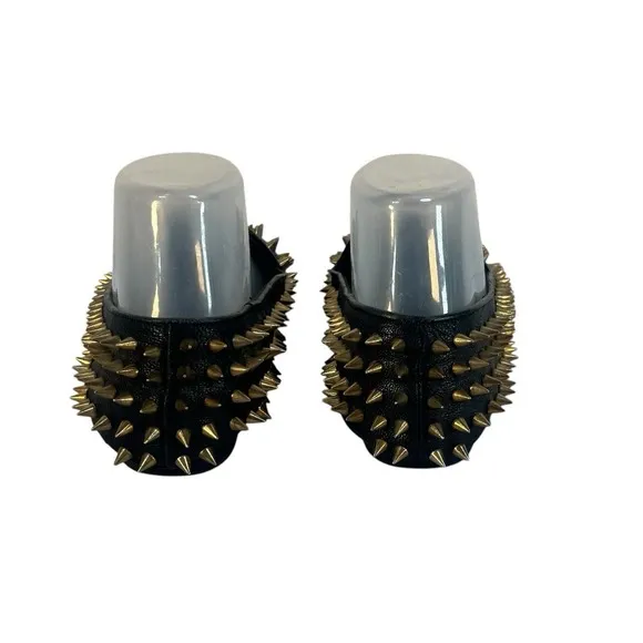 Unif Hellraisers women's brass spiked fine leather loafers size 6 black