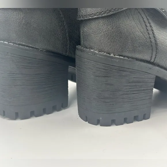 Unionbay Women's Dark Gray &amp; Heather 7.5 Lugg Sole Boots Moto Lace Ankle Boot