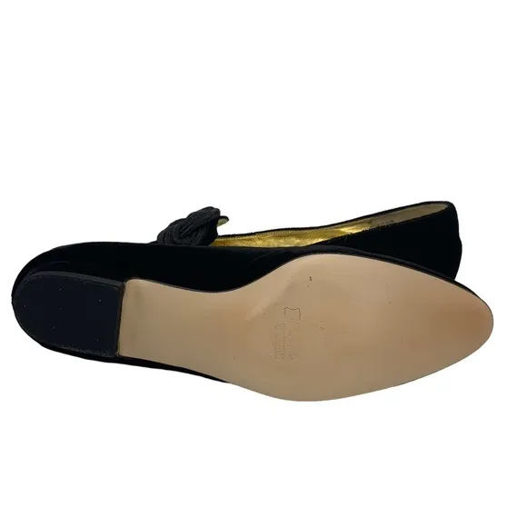 Valentina Rangoni Black Velvet   Leather Loafer Braided Knot Detail Italian Made
