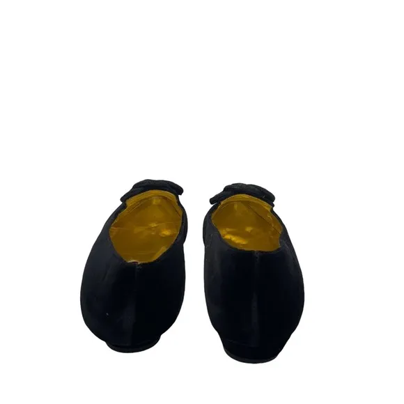 Valentina Rangoni Black Velvet   Leather Loafer Braided Knot Detail Italian Made