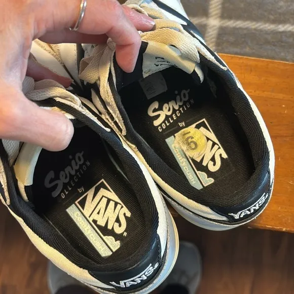 Van Serio Collection White and Black and Tan Sneakers