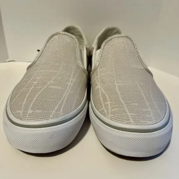 Vans Asher Deluxe Comfort Slip On Sneakers Women's 7.5 Woven Textile Light Gray