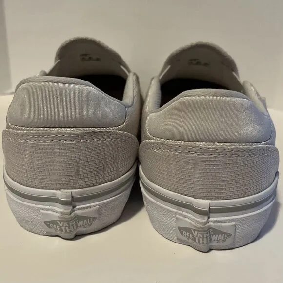 Vans Asher Deluxe Comfort Slip On Sneakers Women's 7.5 Woven Textile Light Gray