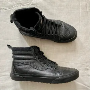 Vans Black High-Top Sneakers Leather men’s Sz 8.5 women’s Sz 10 Excellent