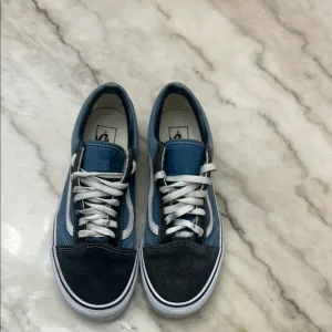 Vans Blue and Black Low-Top Sneakers with White Sole