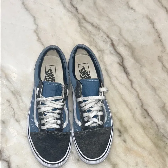 Vans Blue and Black Low-Top Sneakers with White Sole