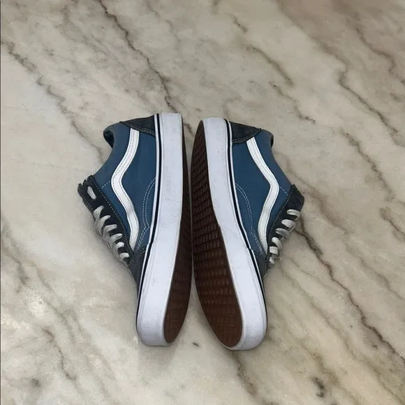 Vans Blue and Black Low-Top Sneakers with White Sole