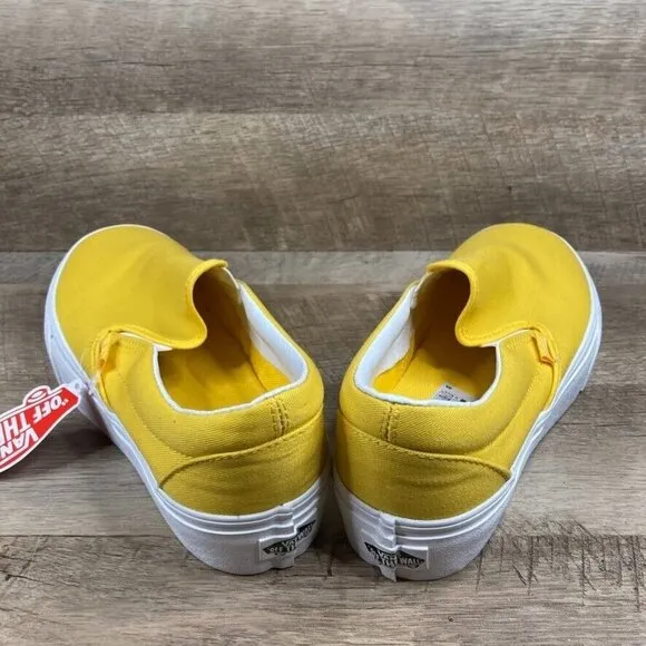 VANS Classic Slip-On Twill Freesia Gold-Yellow Sneakers Mens 9 Womens 10.5 NEW