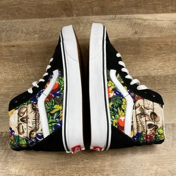 VANS Fruit Skull Sk8-Hi Sneakers Black/White Mens 4.5 Womens Sz 6 Shoes NEW