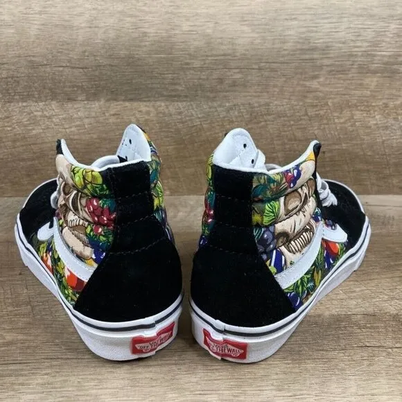 VANS Fruit Skull Sk8-Hi Sneakers Black/White Mens 4.5 Womens Sz 6 Shoes NEW