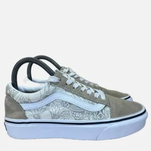 Vans Old Skool Floral SUEDE Womens Size 5.5 Shoes Sneakers Cream Tan