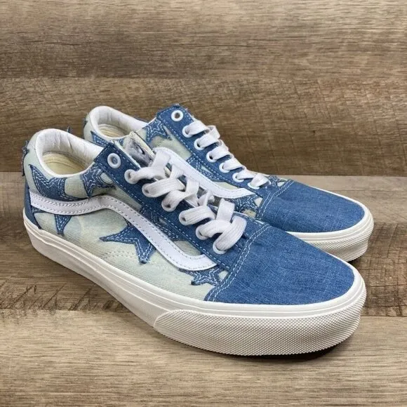 VANS Old Skool Starry Night Denim Blue Canvas Sneakers Mens 7.5 Womens 9 NEW