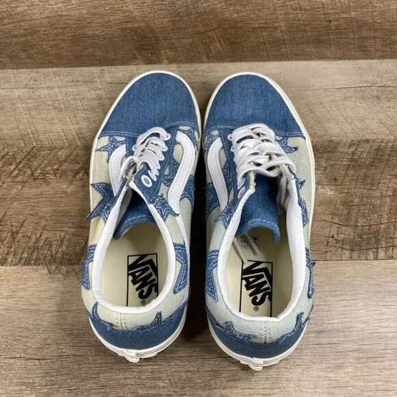 VANS Old Skool Starry Night Denim Blue Canvas Sneakers Mens 7.5 Womens 9 NEW